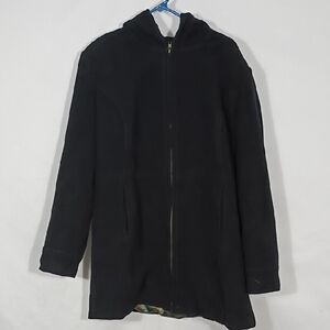 EUC Centigrade Outerwear Wool Dual Zip Hooded Winter Coat Shoulder Pads Sz Large